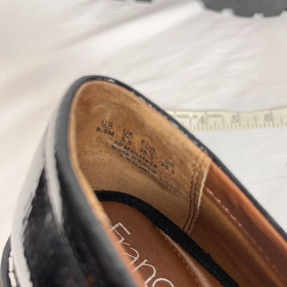 Franco Sarto Black Patent Loafers Lug Sole Preppy Academia Chic Size 8.5 - Picture 7 of 11